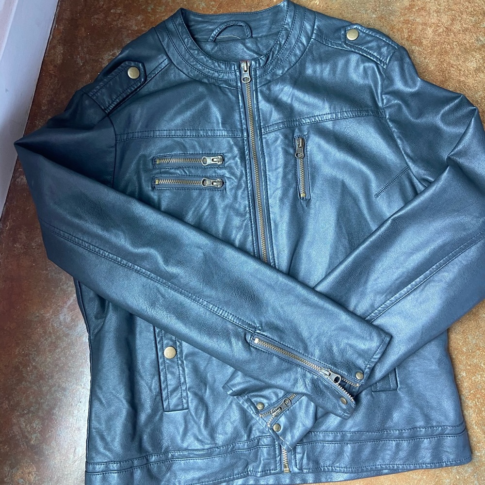 Macy’s Faux Leather Jacket Sz L